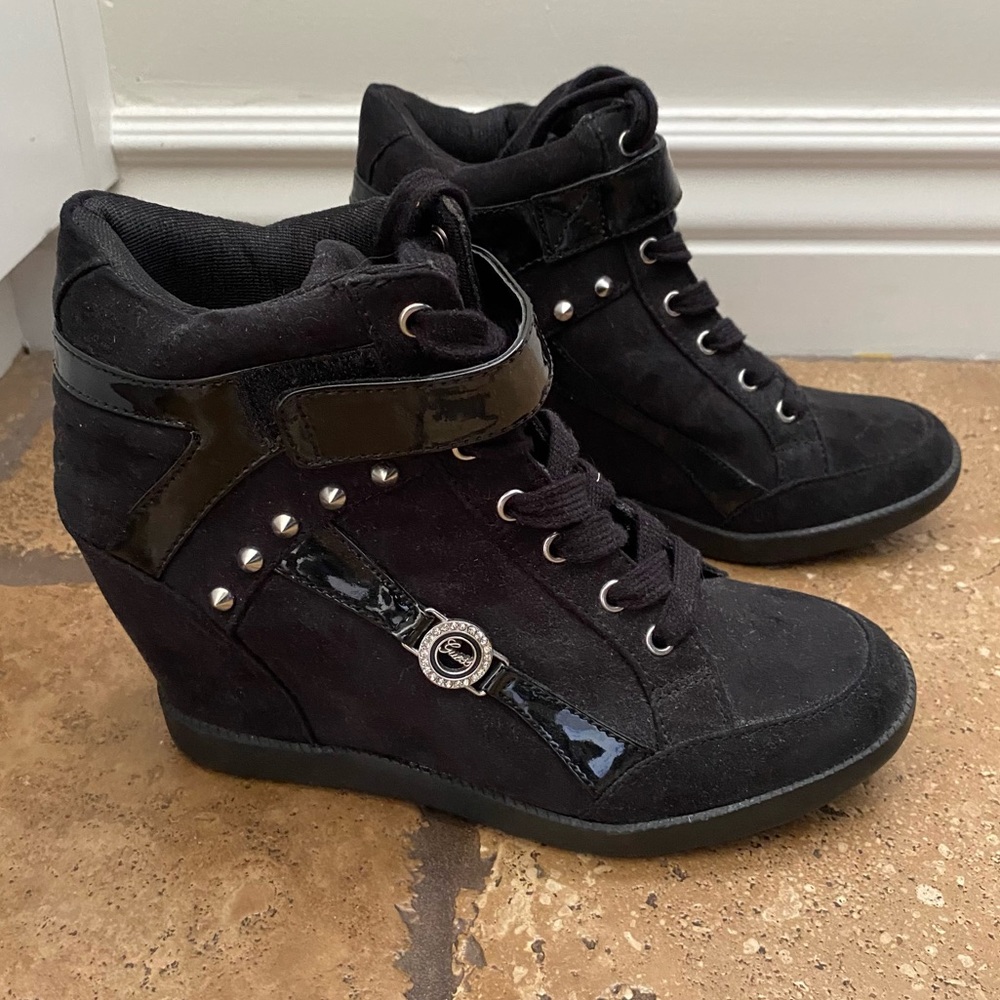 Black GUESS high heel sneakers